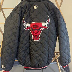Vintage Chicago Bulls Quilted Starter Winter Jacket - Size Small (S)